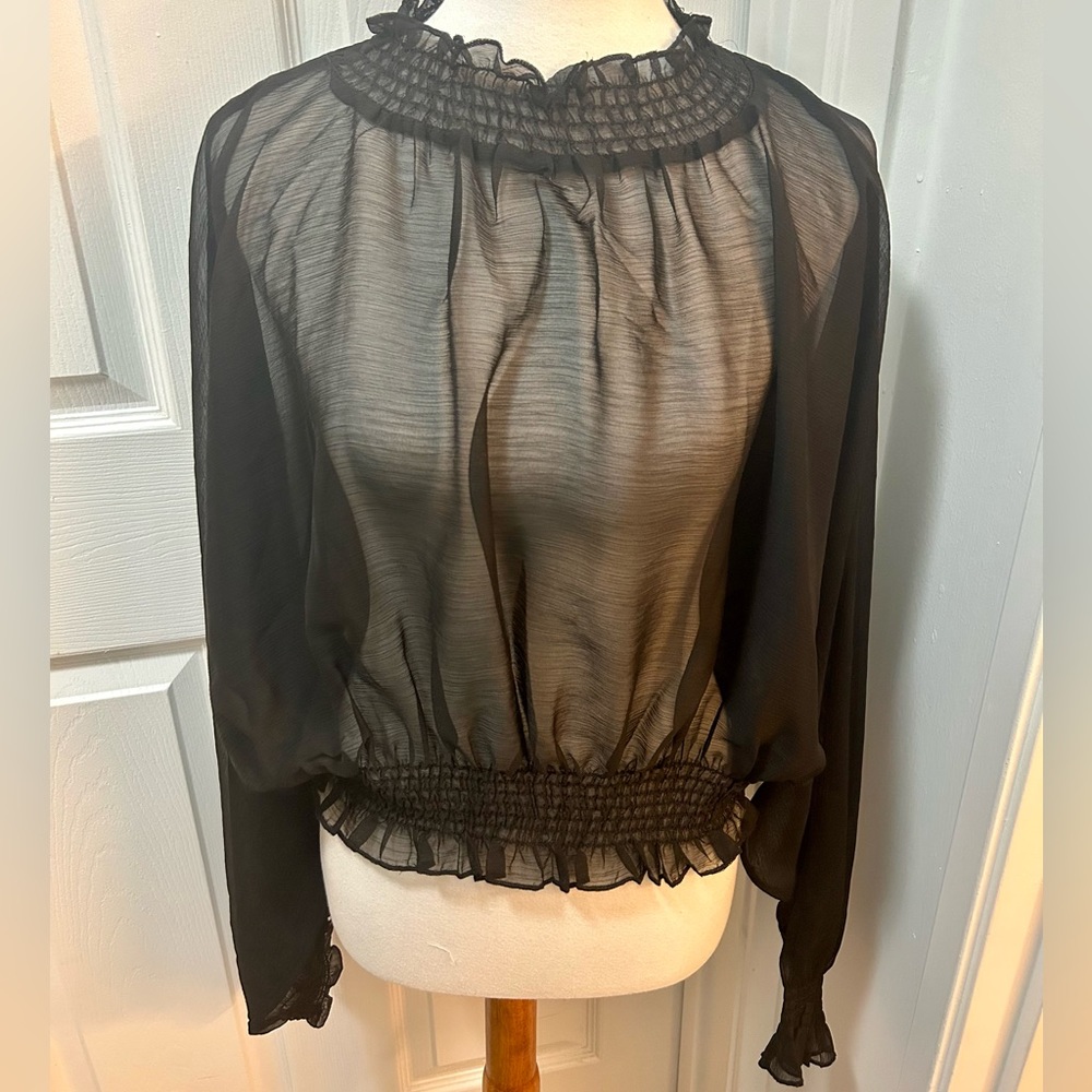 SHEER MOCK NECK TOP